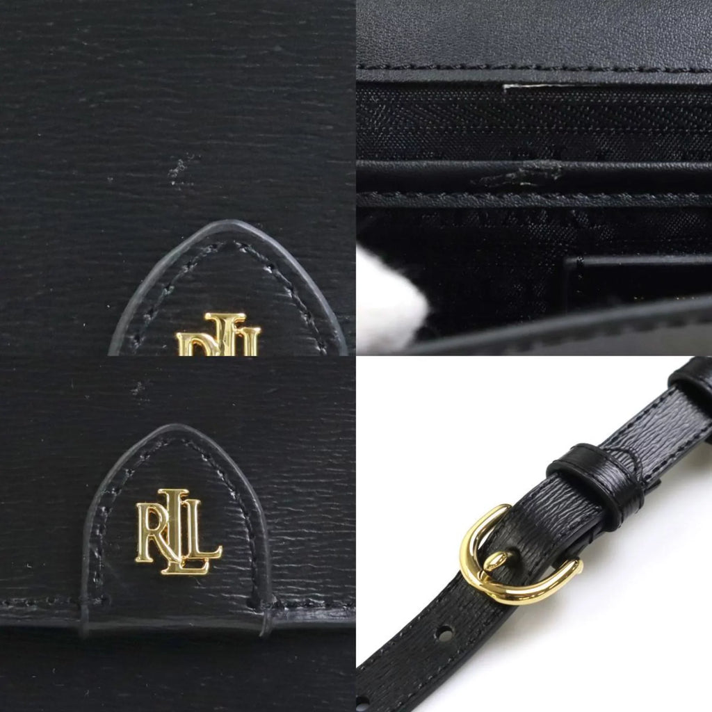 Pre-Owned   Lauren Ralph waist bag belt leather black gold ladies r9529f (Good)