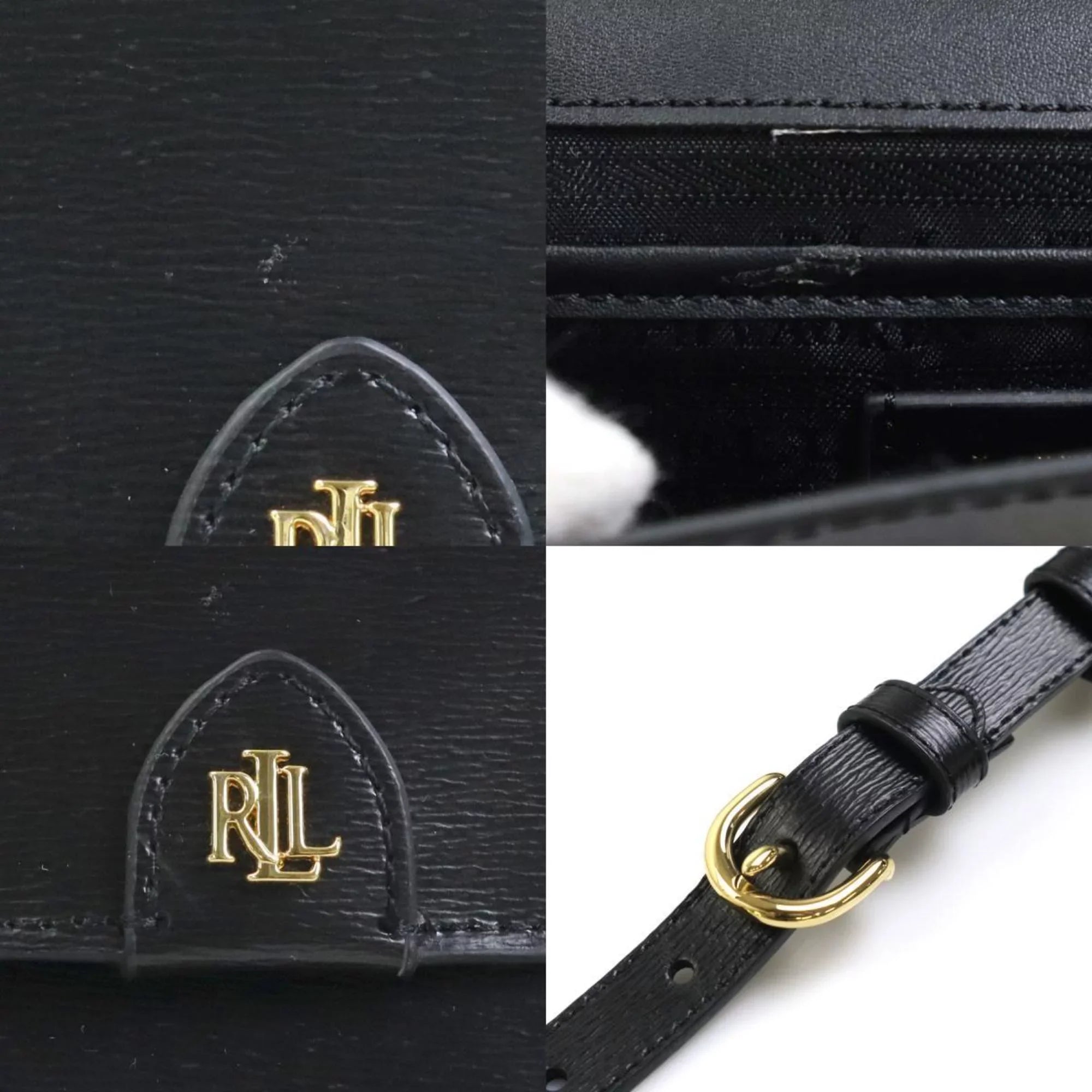 Pre-Owned   Lauren Ralph waist bag belt leather black gold ladies r9529f (Good)