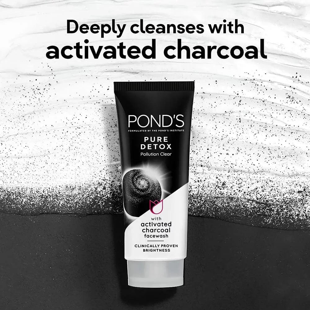 ' Pure Detox Face Wash 100 g, Daily Exfoliating & Brightening Cleanser, Deep Cleans Oily Skin - With Activated Charcoal for Fresh, Glowing Skin