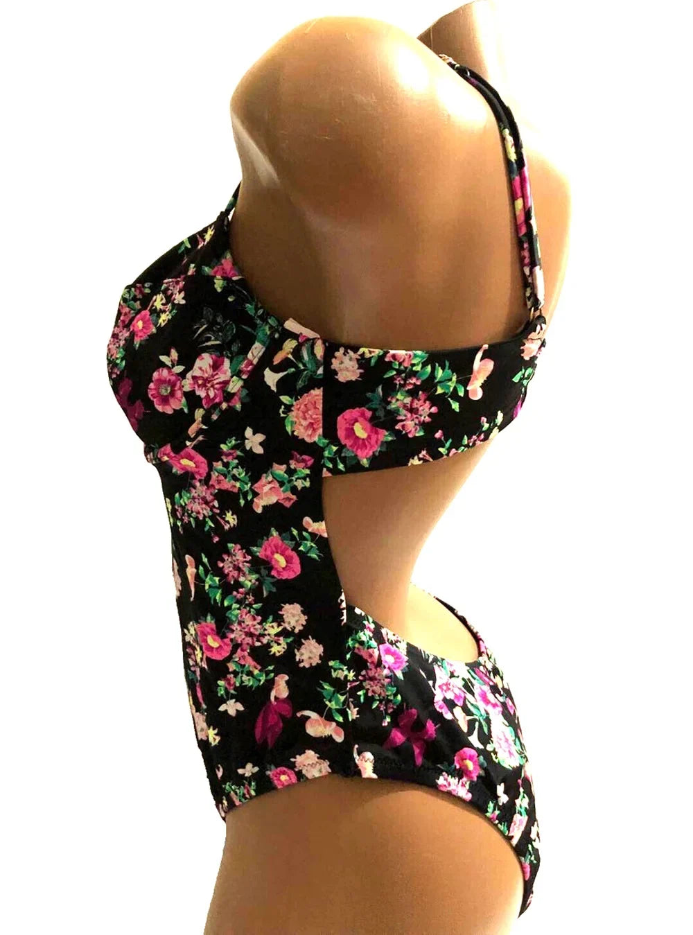 Victoria's Secret Swimsuit One Piece Wicked Black Floral Size -Large