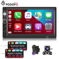 Podofo Double 2 Din 7'' Universal Car Stereo Radio Apple Carplay Android Auto Mirror Link  Touch Screen Car Audio Multimedia Player   Bluetooth  , with Backup Camera