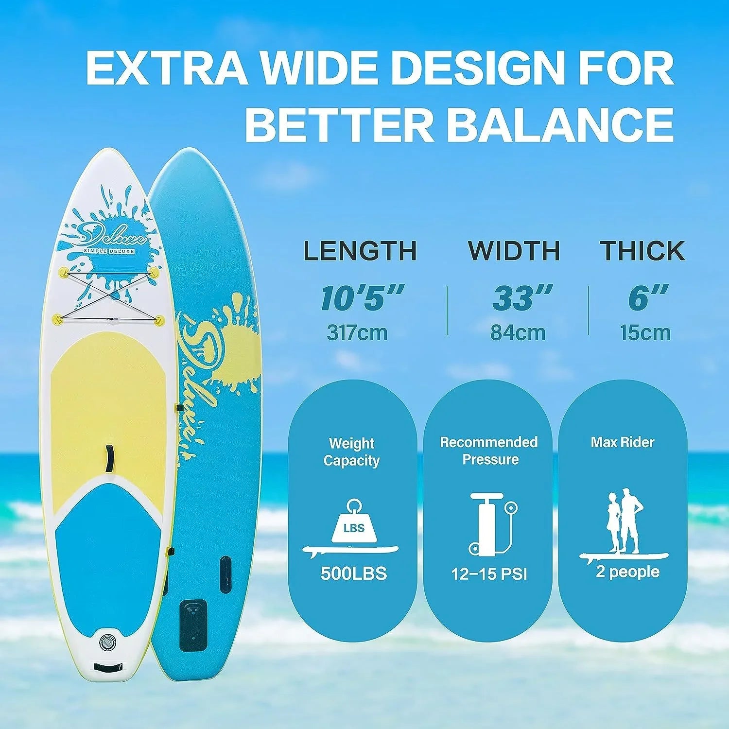 Deluxe Pink Inflatable Stand Up Paddle Board - 1 paddle board kit - 27.55 - Disprotective ultimate balance and stability on the water!