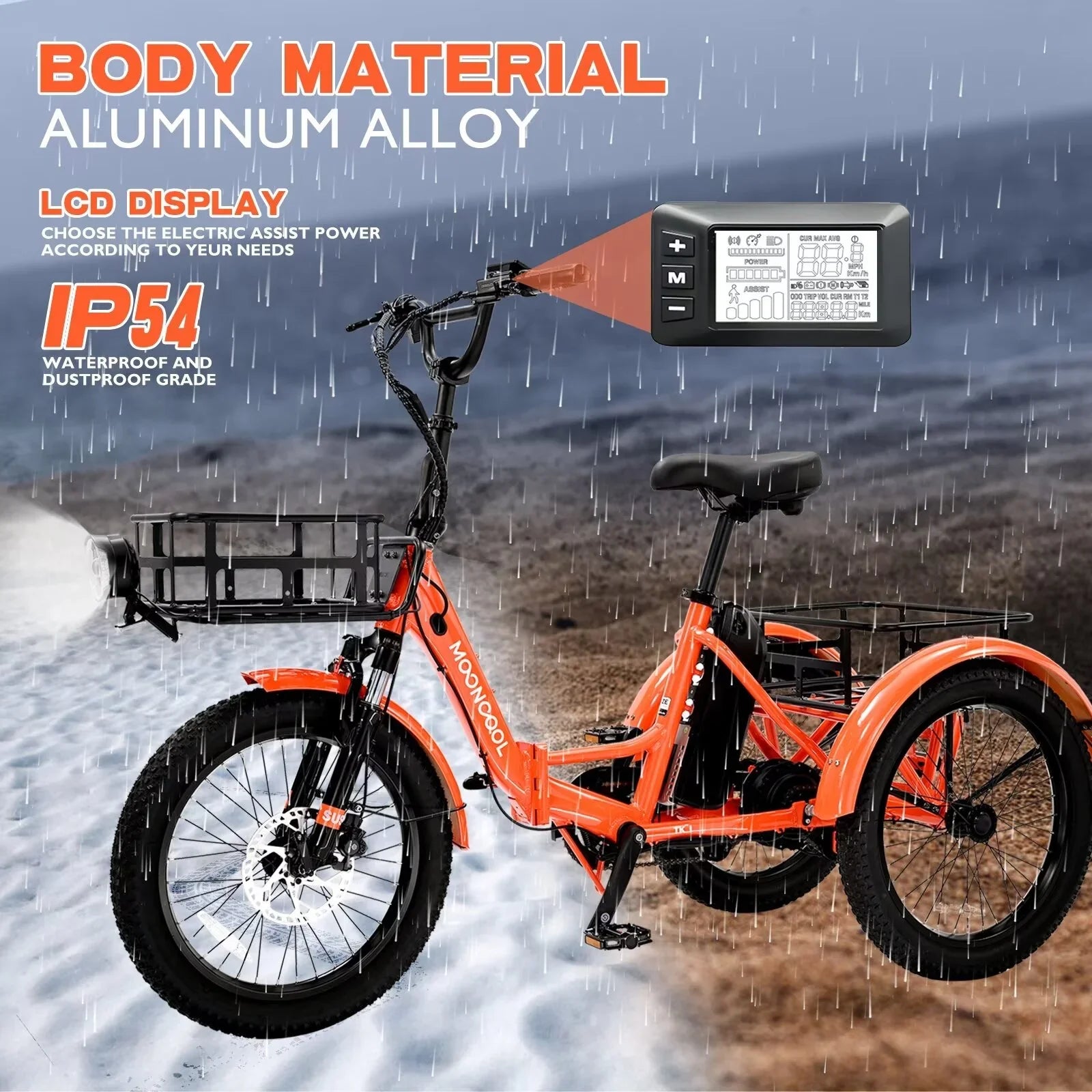 16MPH 500W 48V 14.5Ah 20" Electric Folding Tricycle for Women, Electric Motorized Tricycle Adult, Fat Tire 3 Wheel Electric Bikes, Step-Thru 1-Speed Electric Trike for Senior, Men