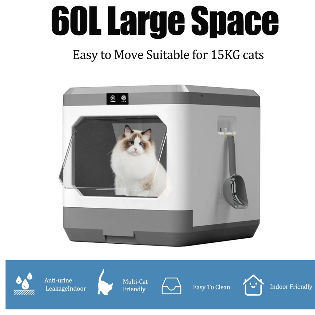 Arcwares Litter Box, Large Cat Litter Box Enclosure Furniture, Odor Removal, Enclosed Cat Pottywith Cat Litter Scoop, Drawer Type Cat Litter Pan Easy Cleaning And Scoop.