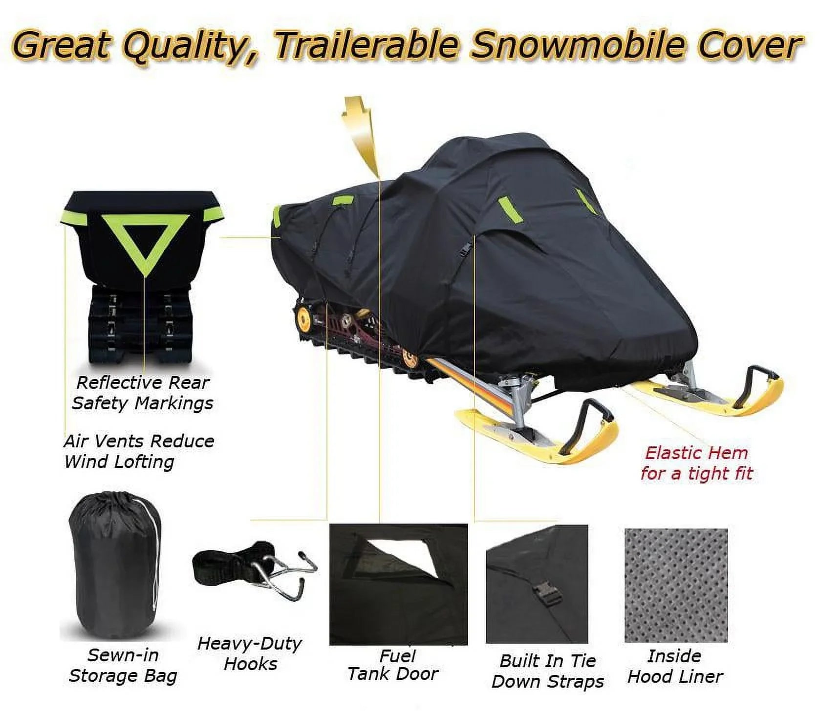 Snow Cover Compatible for 2005-2007 Ski Doo Bombardier snowmobile model   550, Trailerable 600 Denier Snow Machine Sled Gear