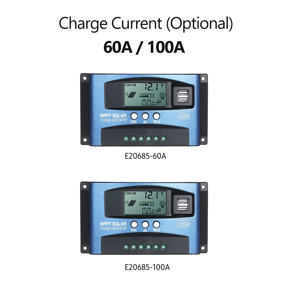 Solar Charge Controller Dual  Solar Controller Smart  Screen  Tracking 5V/2A Dual  Output 12V/24V Automatic Identification