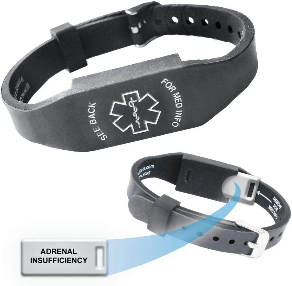 "Adrenal Insufficiency"  Medical Alert  Bracelet for Men and Women
