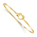 14K Brushed & Polished Hearts Flexible Bangle
