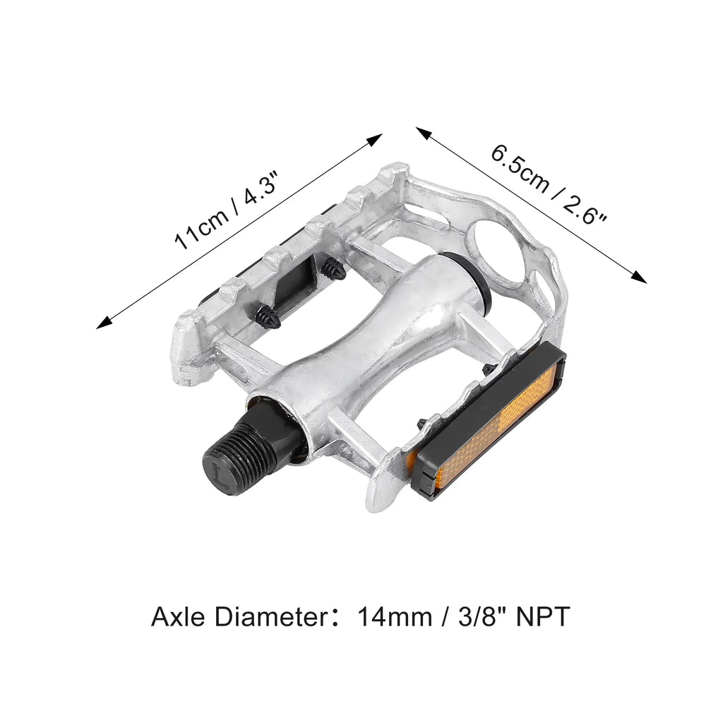 Unique Bargains Black Bicycle Pedals Appropriate for Off-Road Mountains bike Cycling Alumnium Alloy Silver Tone 2Pcs