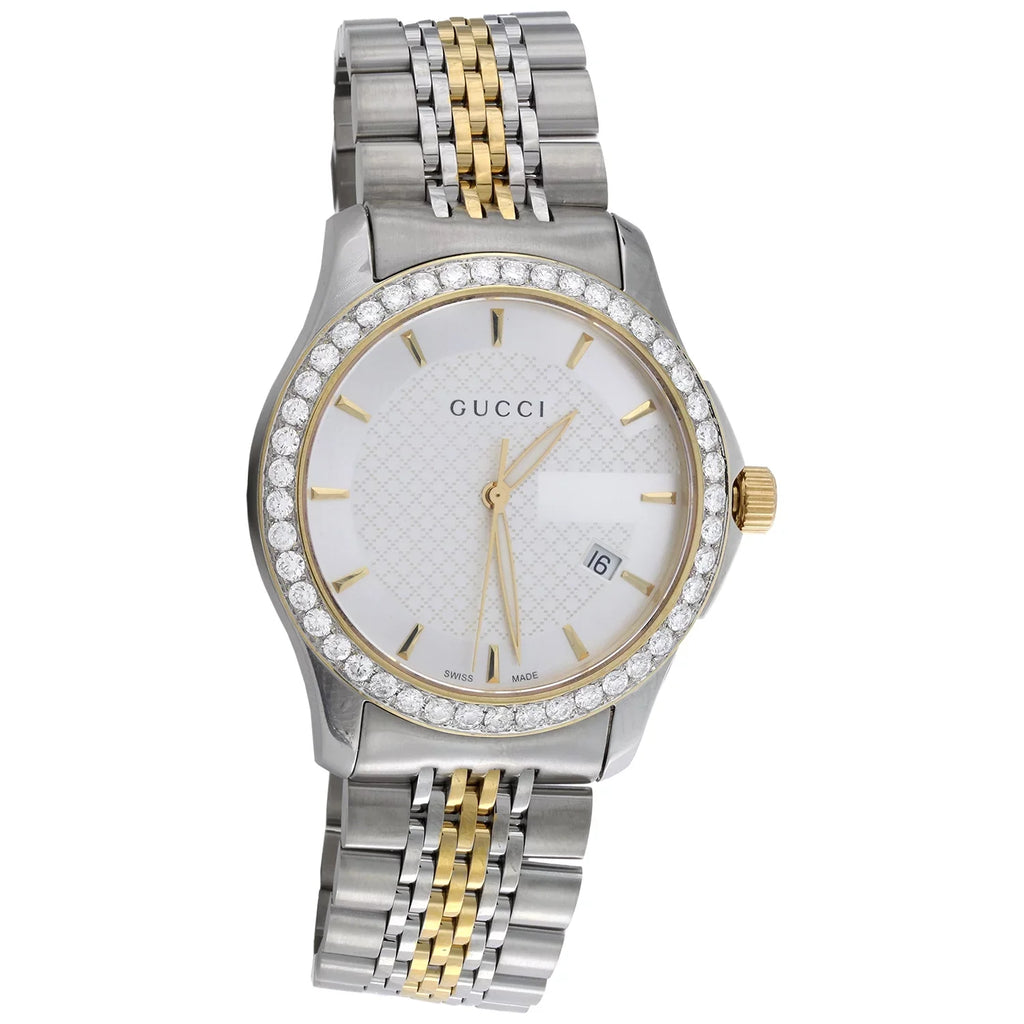 Gucci Ya126409 Diamond Watch -Timeless 38mm Two Tone Yellow . Steel  2 .