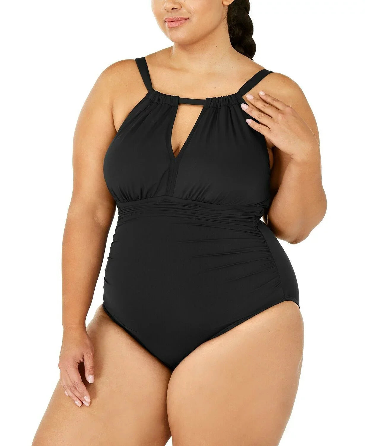 Lauren Ralph Lauren  Plus Size High-Neck Keyhole One-Piece Swimsuit,