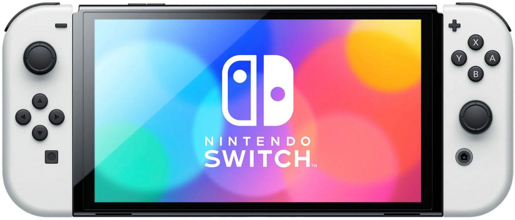 2021 New Nintendo Switch  Model White Joy Con 64GB Console Improved  Screen & -Port Dock with Mario Rabbids Kingdom Battle And Mytrix Wireless Controller and Accessories