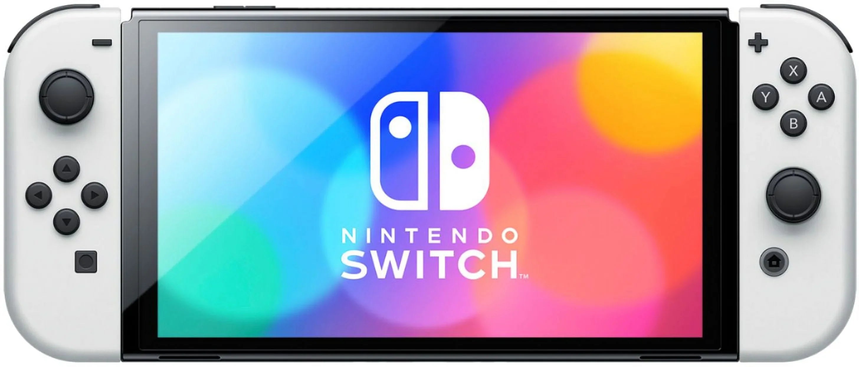 2021 New Nintendo Switch  Model White Joy Con 64GB Console Improved  Screen & -Port Dock with Mario Rabbids Kingdom Battle And Mytrix Wireless Controller and Accessories