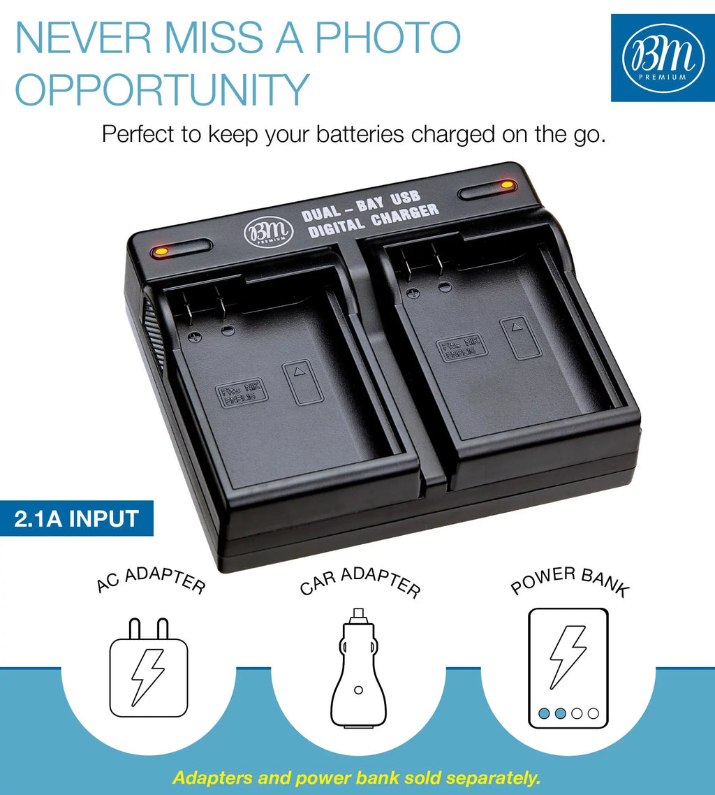 2 - Batteries and Dual Bay Battery Charger for Nikon    1             Cameras