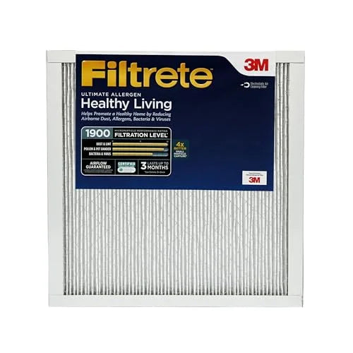 Filtrete 14x14x1 Air Filter,  1900,  13, Healthy Living Ultimate Allergen 3-Month Pleated 1-Inch Air Filters, 2 Filters