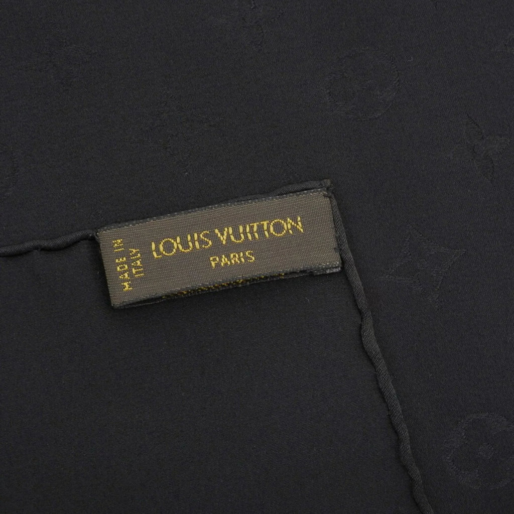 Pre-Owned Louis Vuitton   monogram scarf silk black (Like New)