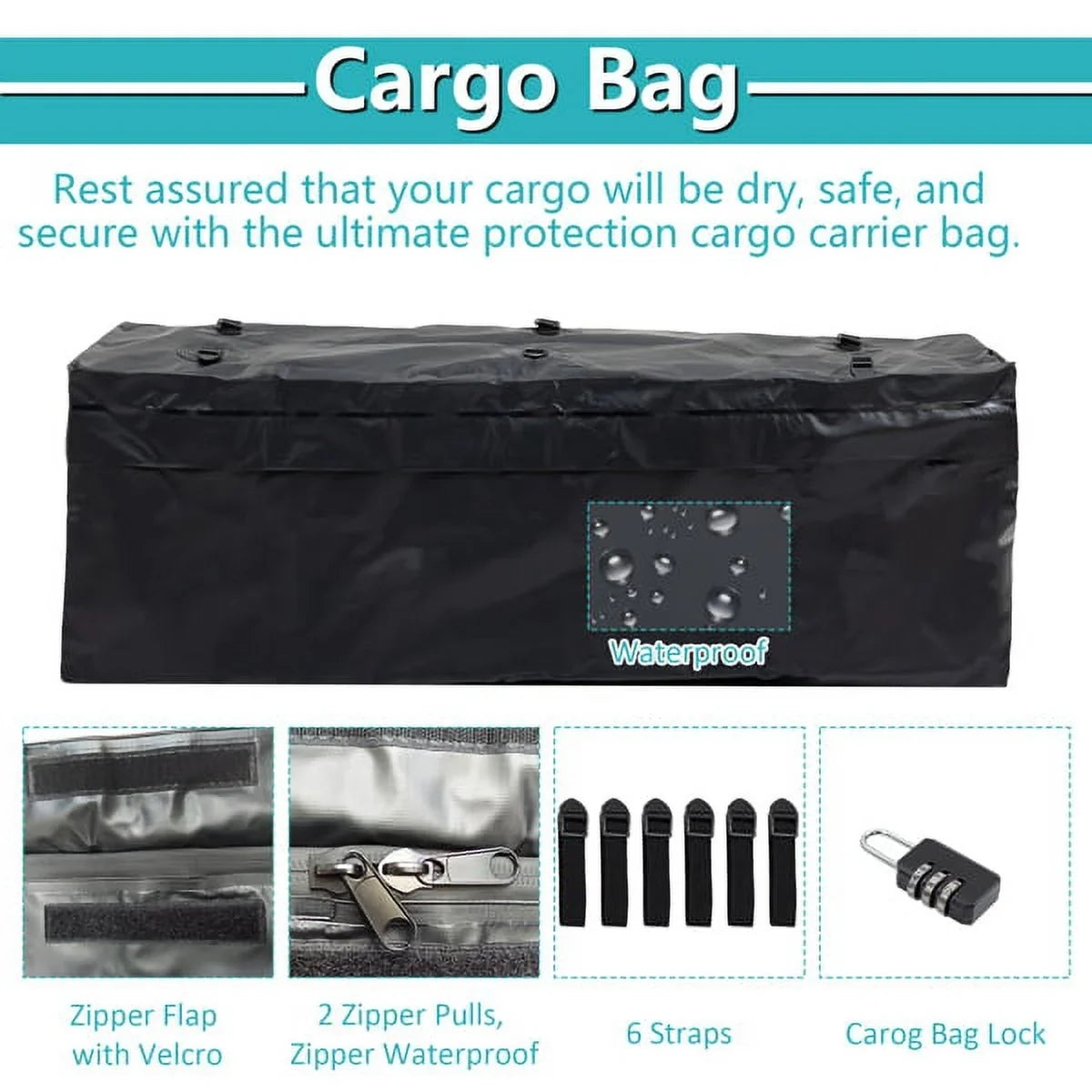 Teledu 60" x 24" x 6" Hitched Mounted Folding Cargo Basket with a 500 lb Capacity for Car  Truck Trailer, Black