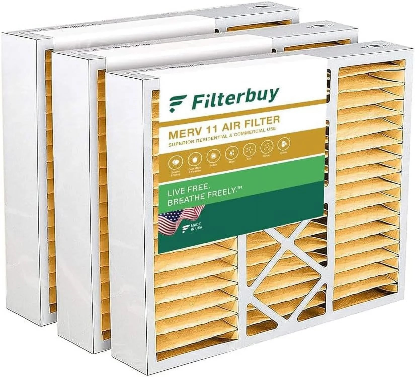 Filterbuy 22x24x5  11 Pleated   Furnace Air Filters for Amana and Goodman (3-Pack)