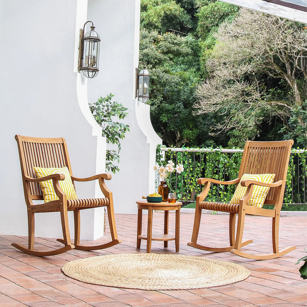 Cambridge Casual  Chara 3-piece Teak Outdoor Rocking Chair Chat Set