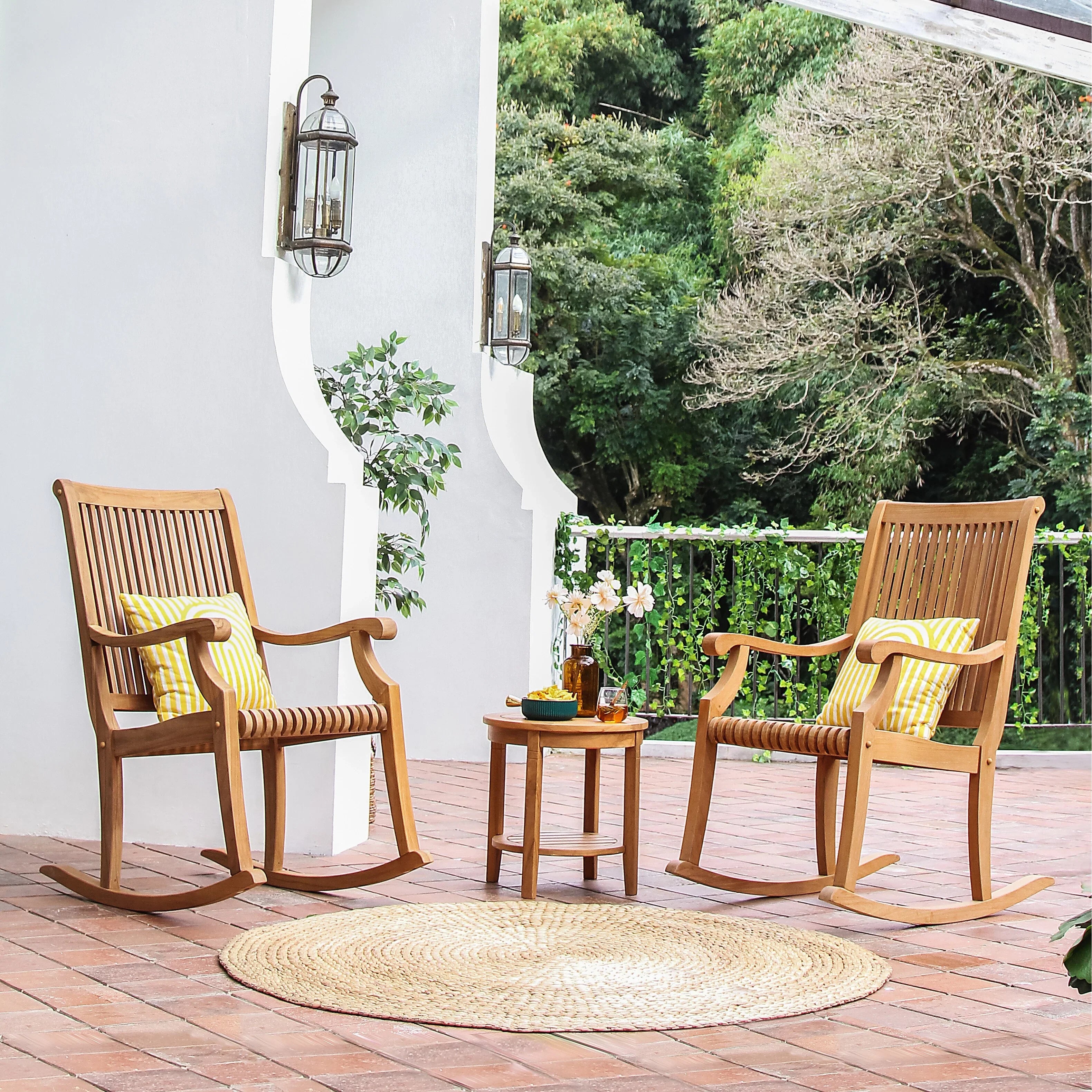 Cambridge Casual  Chara 3-piece Teak Outdoor Rocking Chair Chat Set