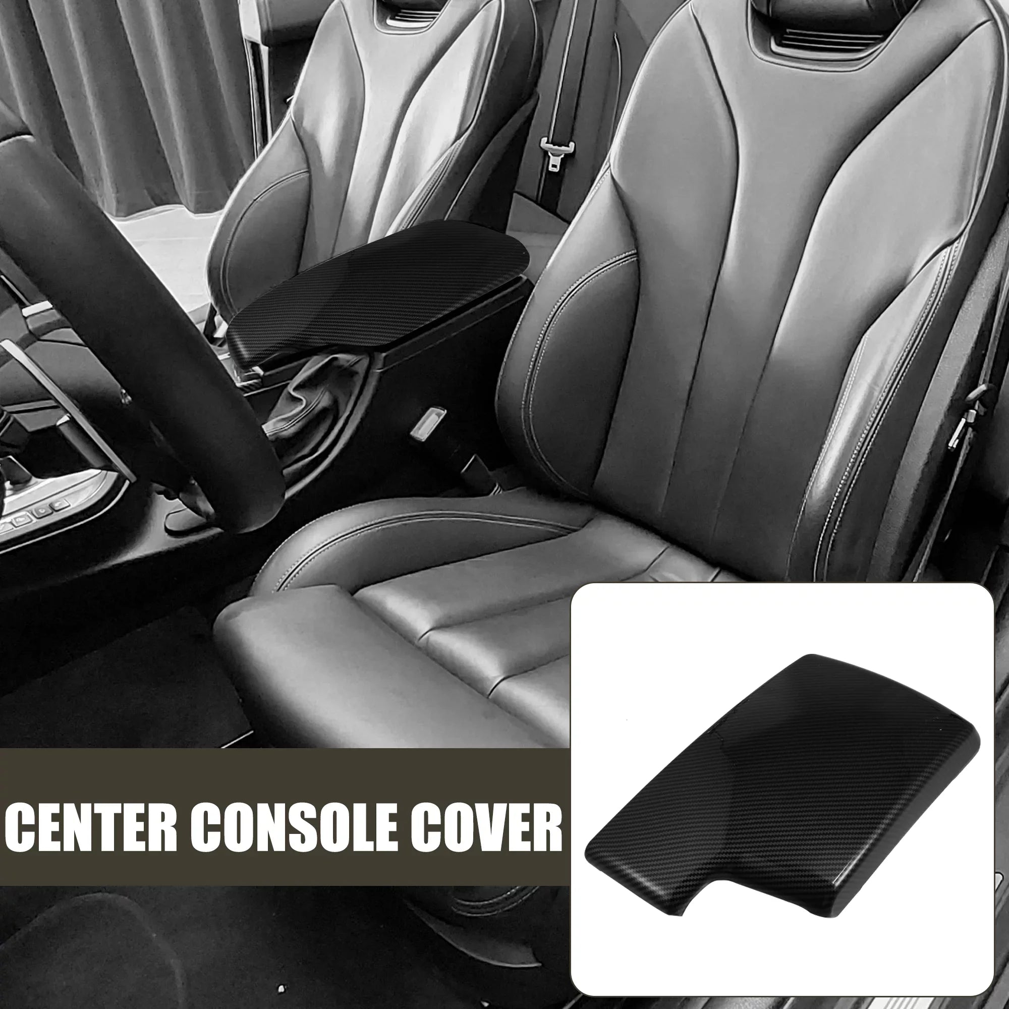 Unique Bargains Car Center Armrest Box Cover Carbon Fiber Pattern Console Storage Box Protector for  3 Series
