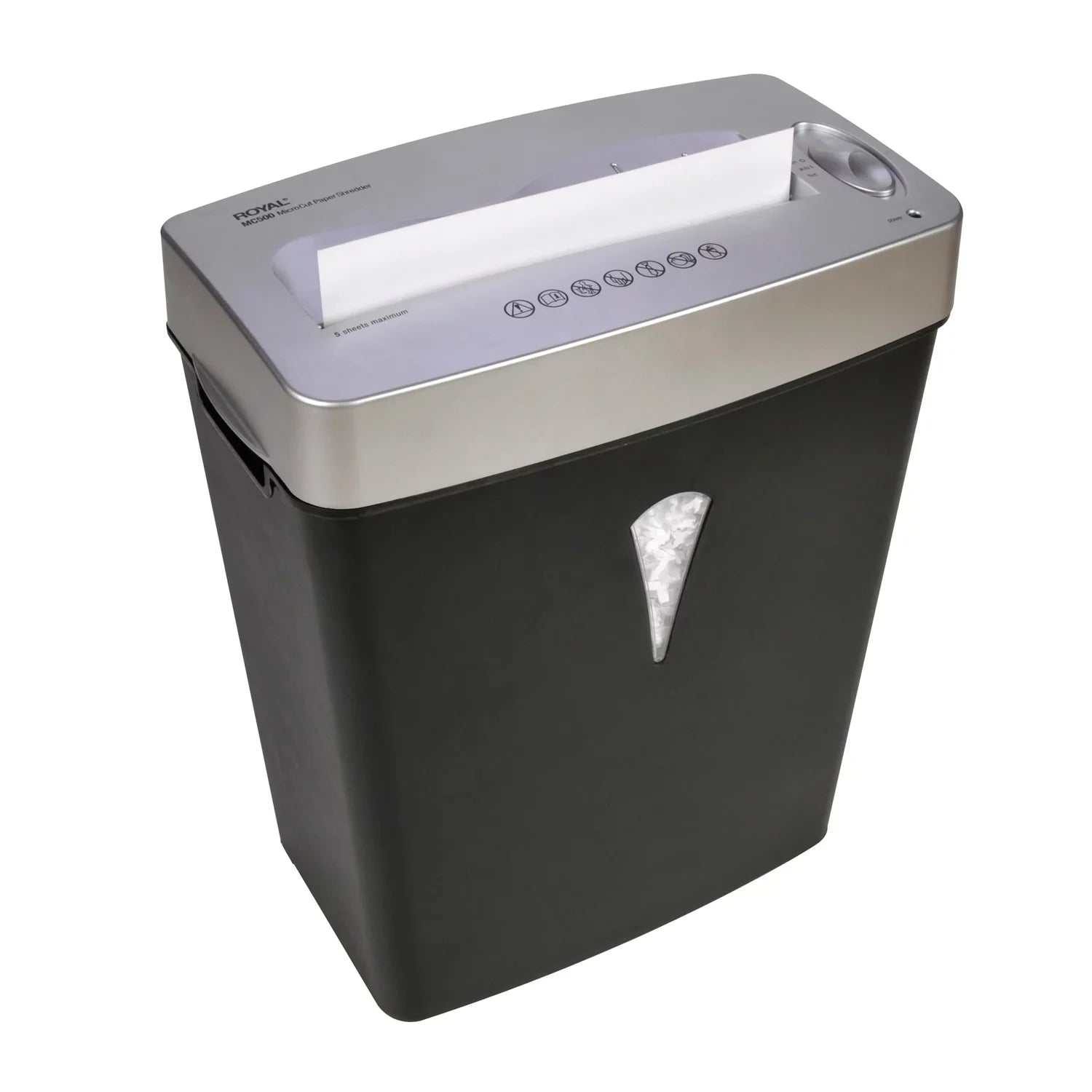 Royal  Paper Shredder - Micro Cut - 5 Per Pass - for shredding Paper, Credit Card - 0.157" x 0.394" Shred Size - 4 gal Wastebin Capacity - Black, Silver