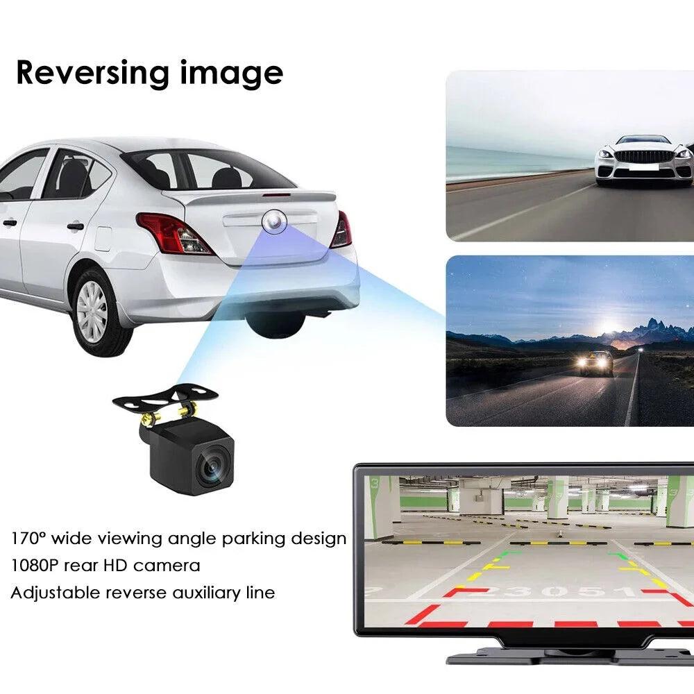 KingFurt  Touch Screen Wireless Dash Cam - Dual Lens, Bluetooth Connected, 2K Resolution, 10.26''  Screen, WiFi Enabled