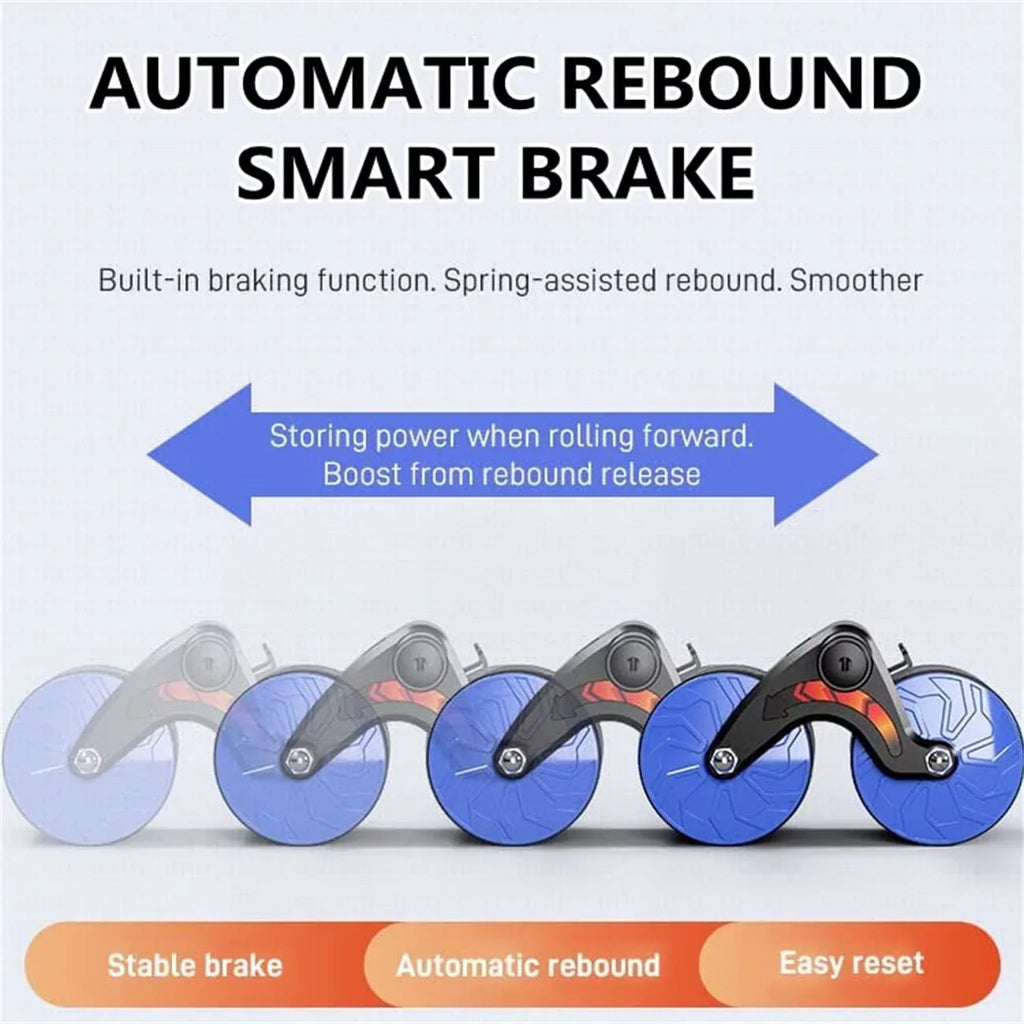 Roller Wheel with Knee Mat for Abdominal Exercise, Core Workout Equipment with Automatic Rebound Assistance and Resistance Springs with Ergonomic Handle
