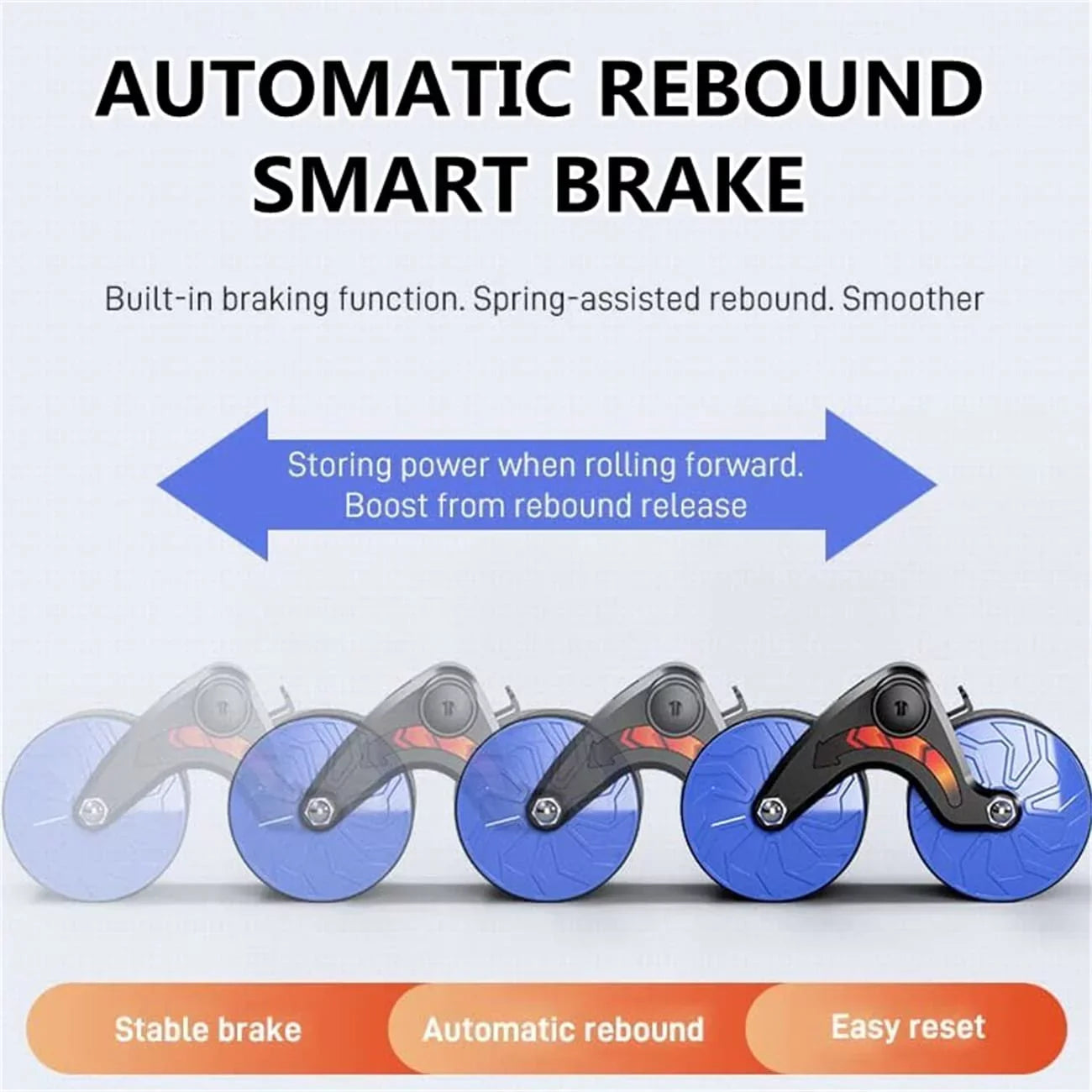 Roller Wheel with Knee Mat for Abdominal Exercise, Core Workout Equipment with Automatic Rebound Assistance and Resistance Springs with Ergonomic Handle