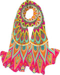 Hyjoy Floral Mandala Long Silk Neck Scarf Lightweight Shawl Wrap Scarves for Women Girls