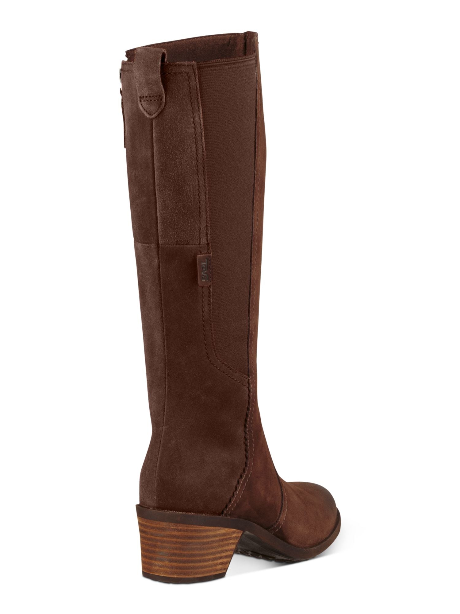 Womens Brown Waterproof Goring Padded Anaya Round Toe Block Heel Zip-Up Leather Riding Boot 7.5
