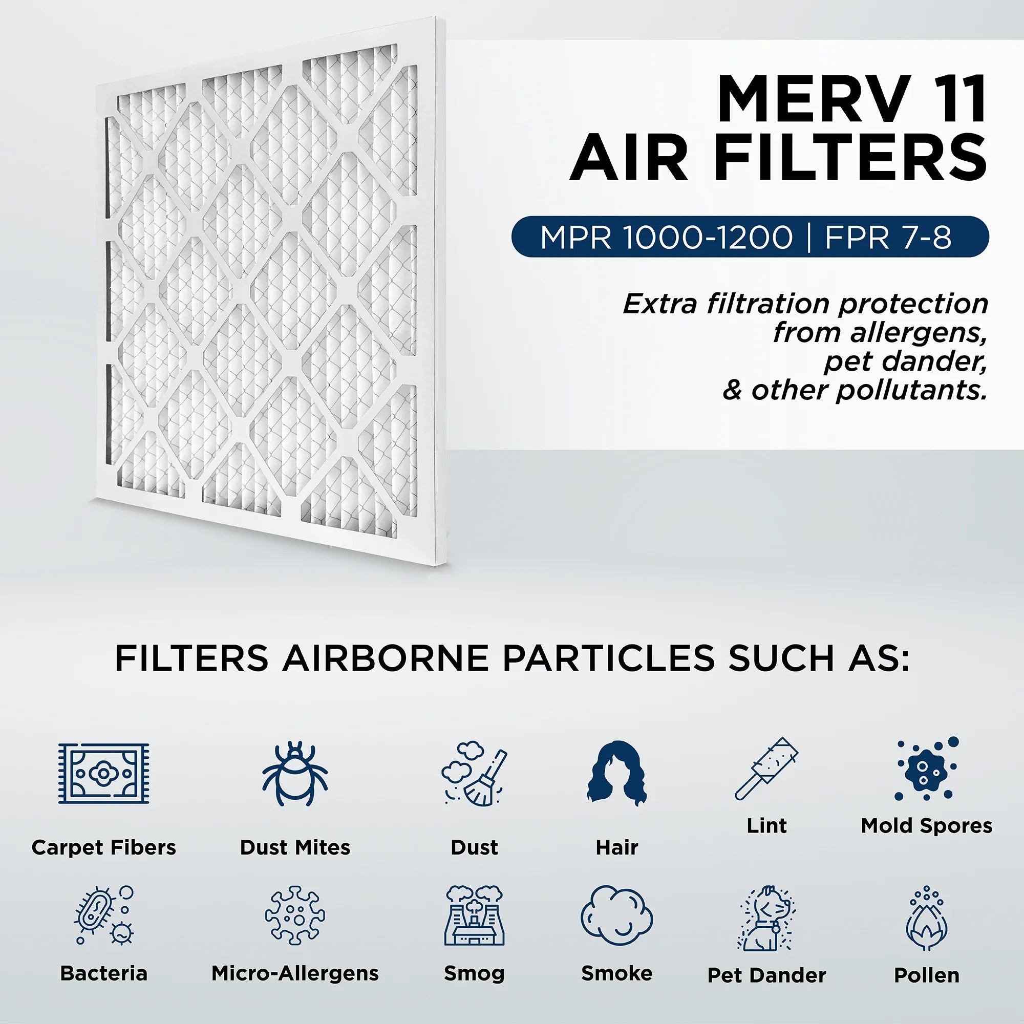25x25x1  11,  1000 Pleated  Furnace 1" Air Filters by Pamlico. Quantity 6. Actual Size: 24-1/2 x 24-1/2 x 3/4