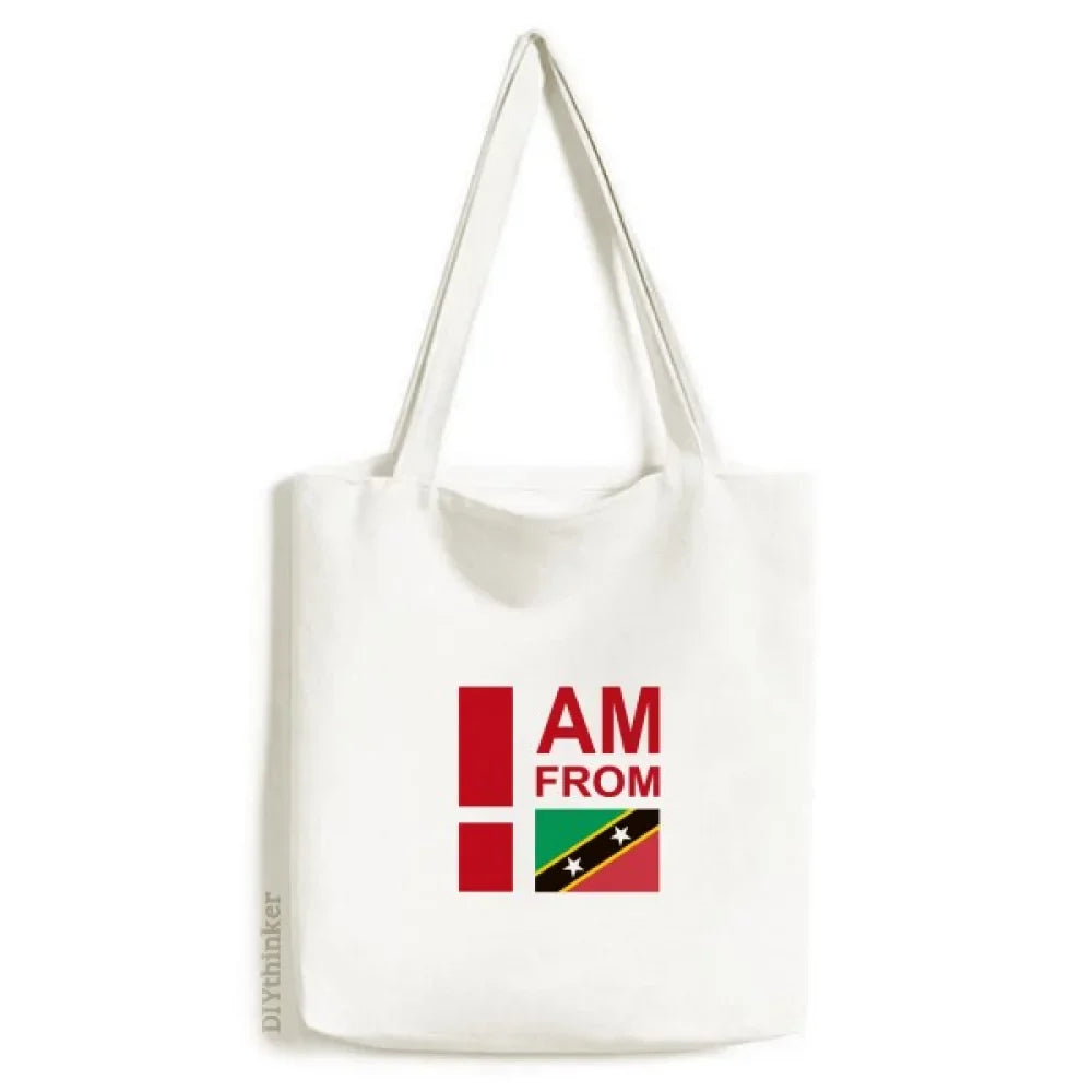 Am From Kitts Nevis Tote Canvas Bag Shopping Satchel Casual Handbag