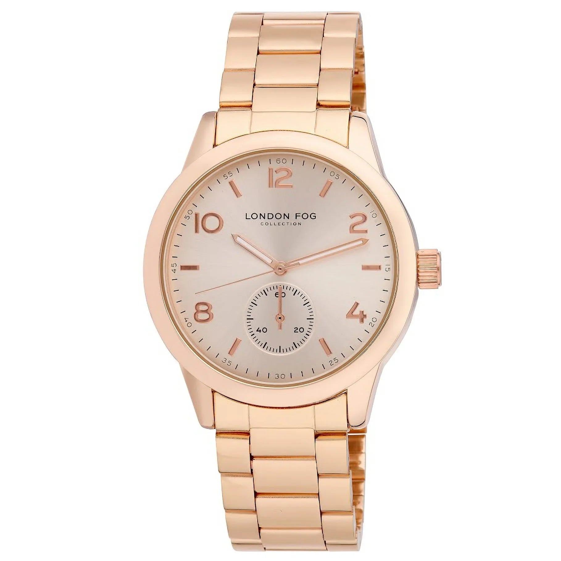 London Fog Perth 42mm Rose Gold Second Hand Bracelet Watch