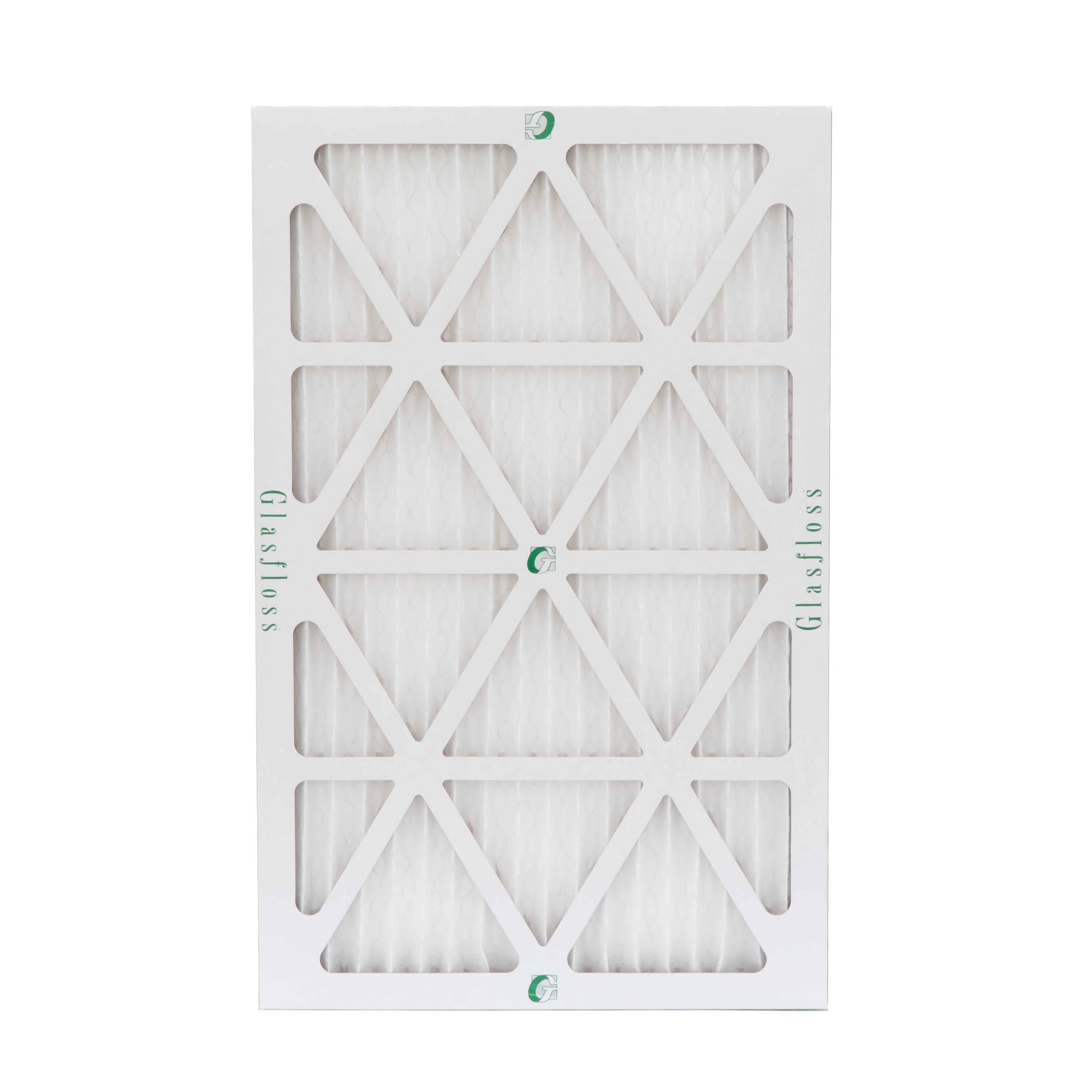 12 Pack of 10x20x1  10 Pleated Air Filters by Glasfloss. Actual Size: 9-1/2 x 19-1/2 x 7/8