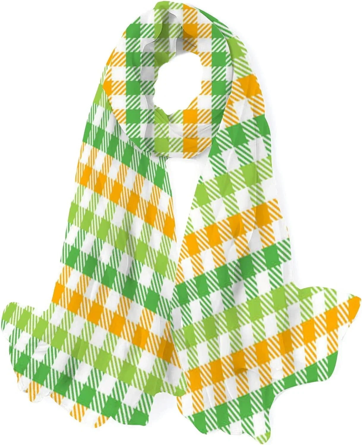 Hyjoy Classic Checkers Pattern Long Silk Neck Scarf Lightweight Shawl Wrap Scarves for Women Girls