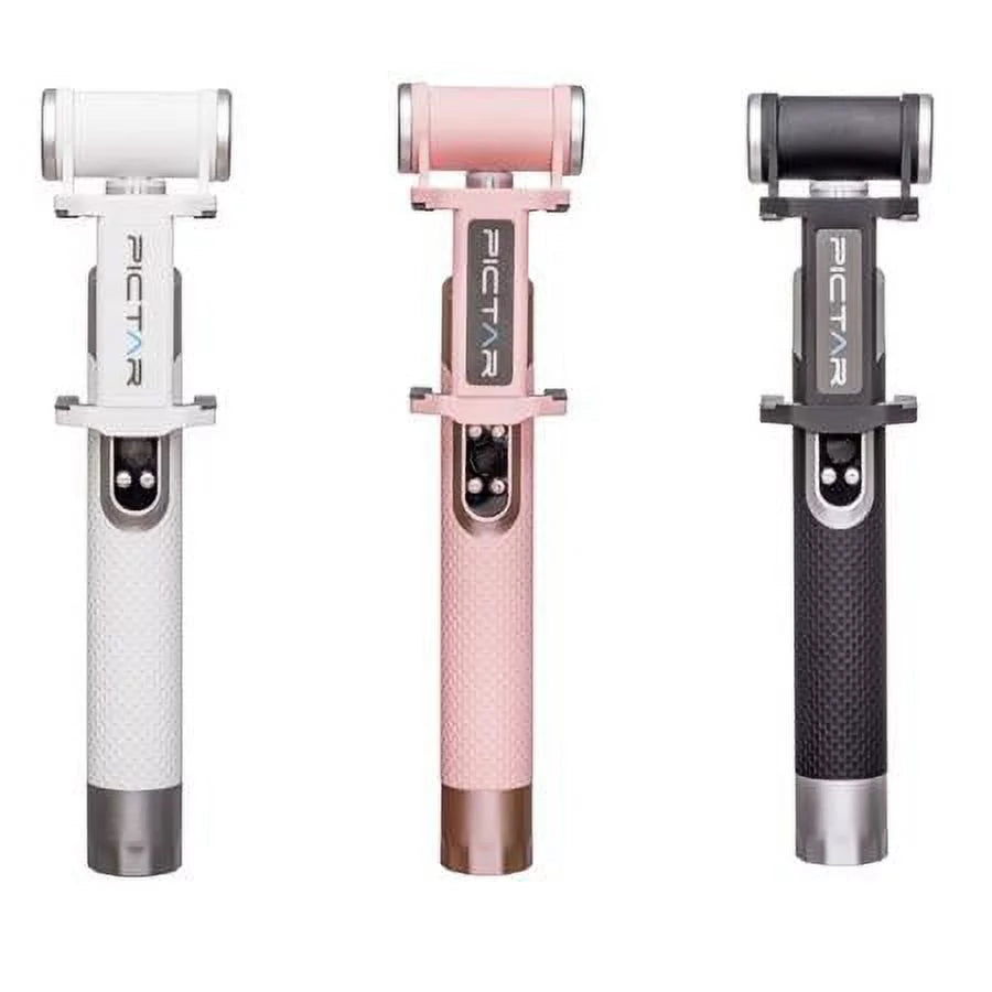 Smart Light Selfie Stick with Rechargeable Battery, Silver Black