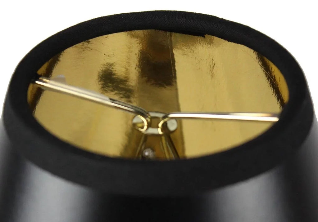 Set of 6 Black Parchment Gold-Lined Chandelier Candle Clip Lamp Shade 3x6x5