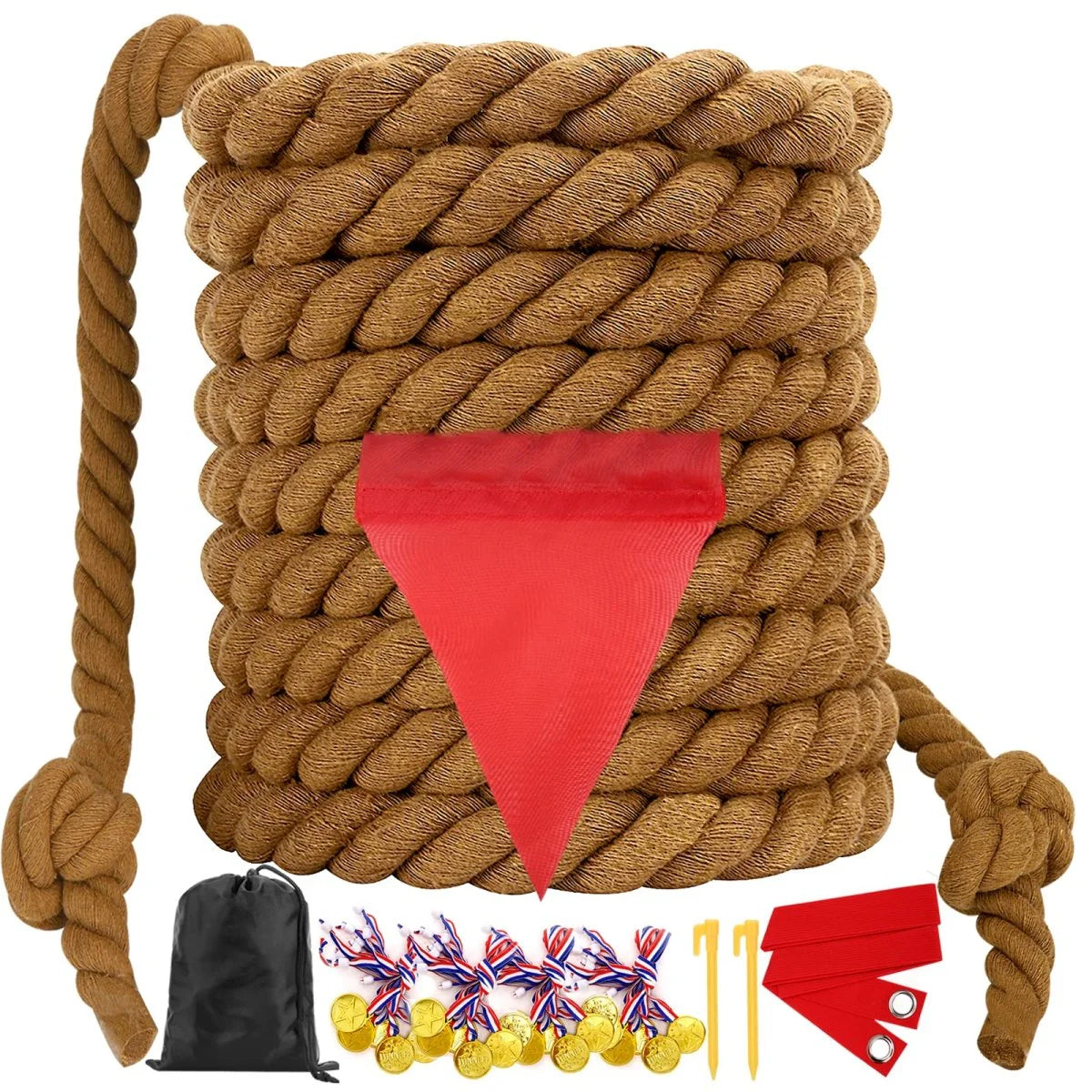 Tug of War Rope with Medals & Whistle for Team Games
