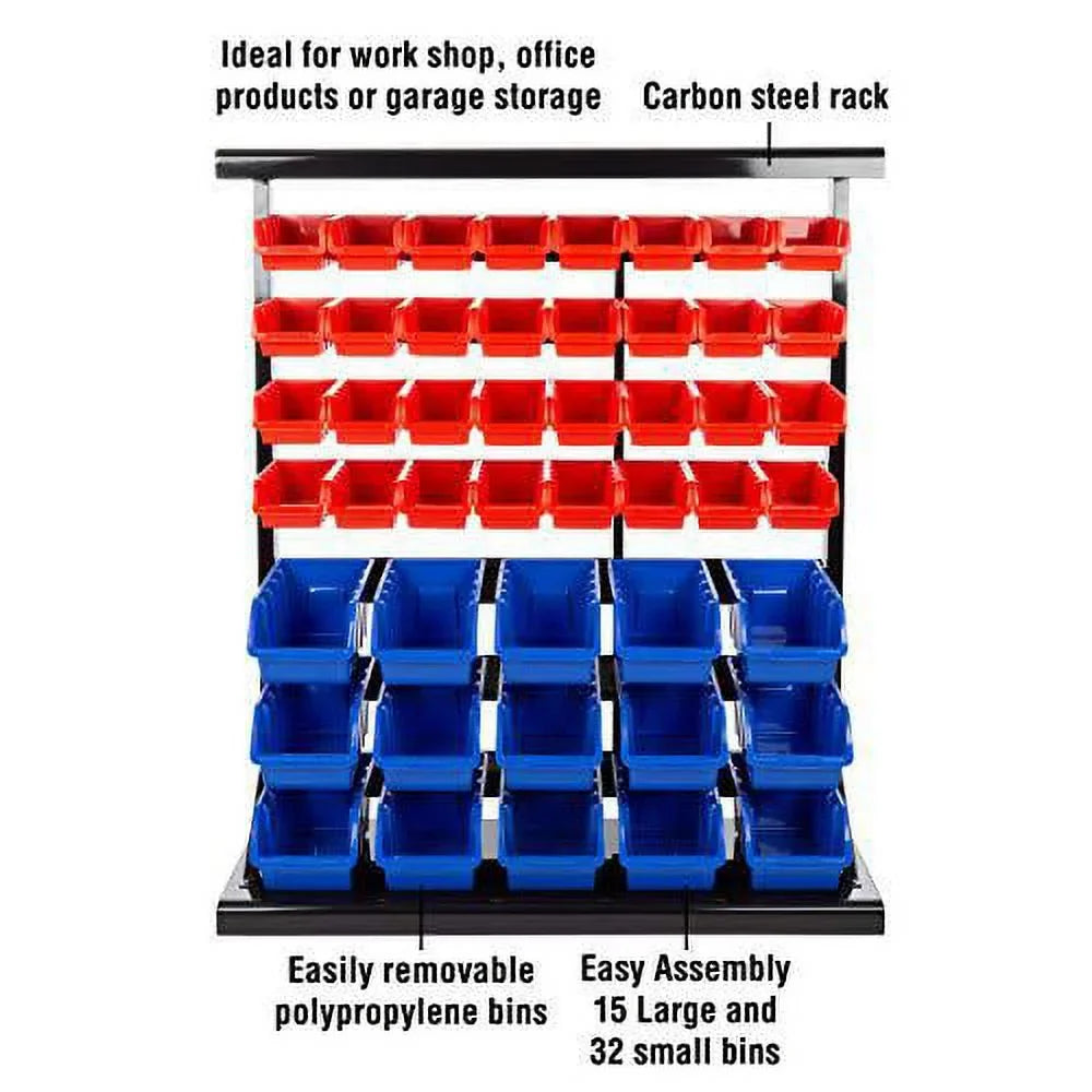 Stalwart 75- 47 Bin Storage Rack Organizer-Wall Mountable Container with Removeable Drawers for Tools