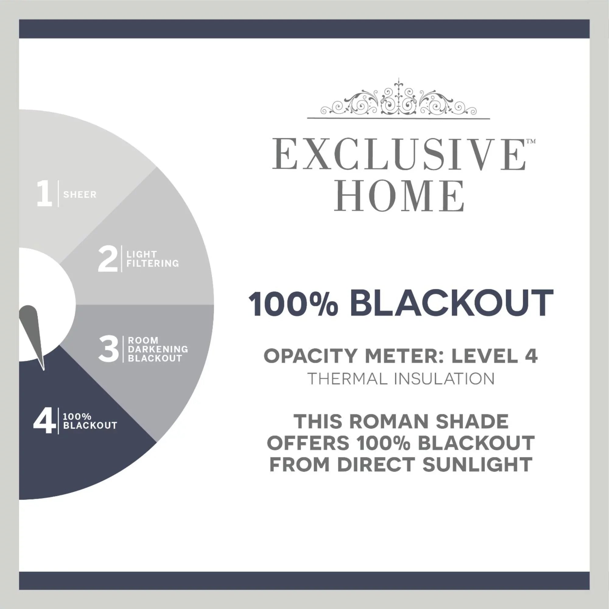 Exclusive Home Esme Total Blackout Roman Shade, 23"x64", Dark Grey