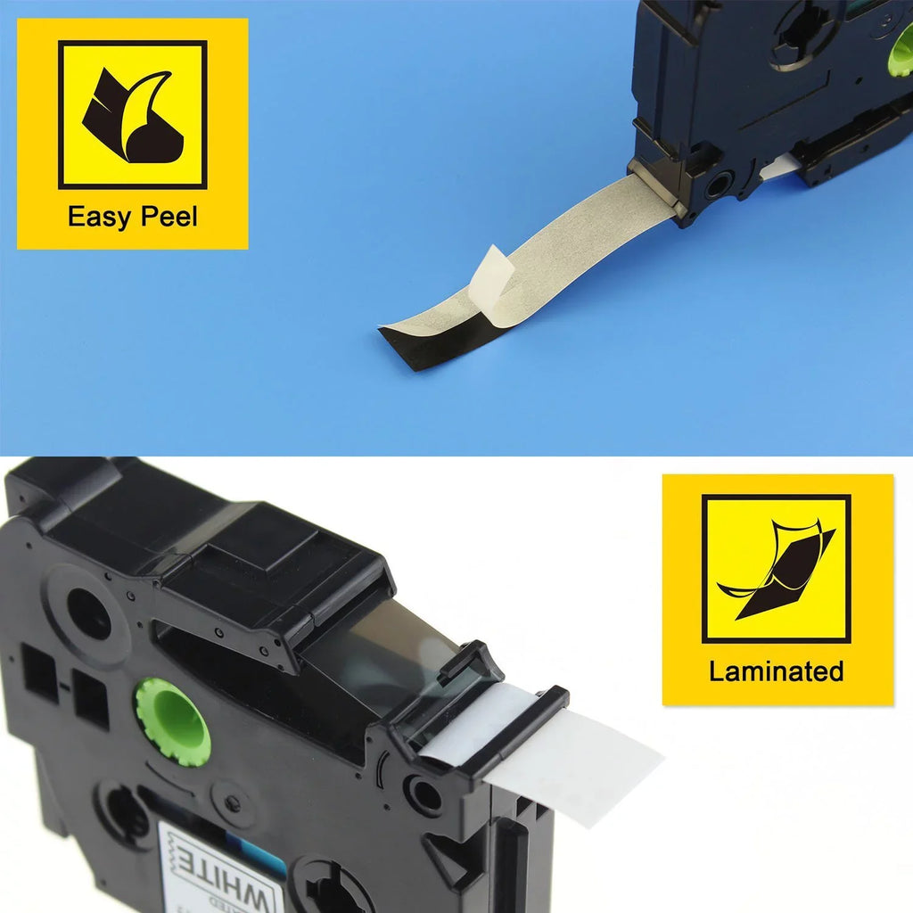 10PK Compatible for Brother -touch Black on White Flexible  Cable Wire Label Tape 12mm 8m  TZe TZe- - TZe-231 -231 use in -     Label Maker