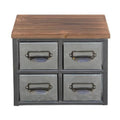 Cheungs 4627 Short Galvanized 4 Drawer Vertical Organizer with Label Scoop Handle - Metal Frame & Wood Top