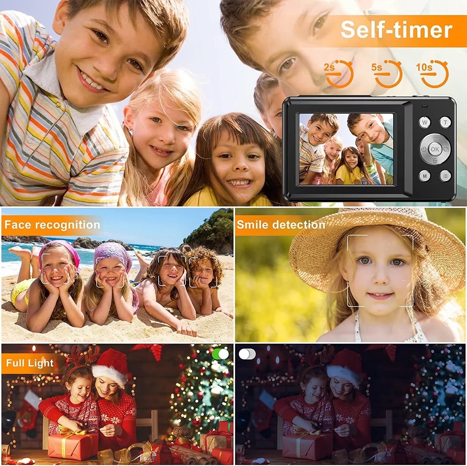 Digital Camera,  1080P Digital Camera for Kids Video Camera with 32GB  16X Digital Zoom, Compact Point