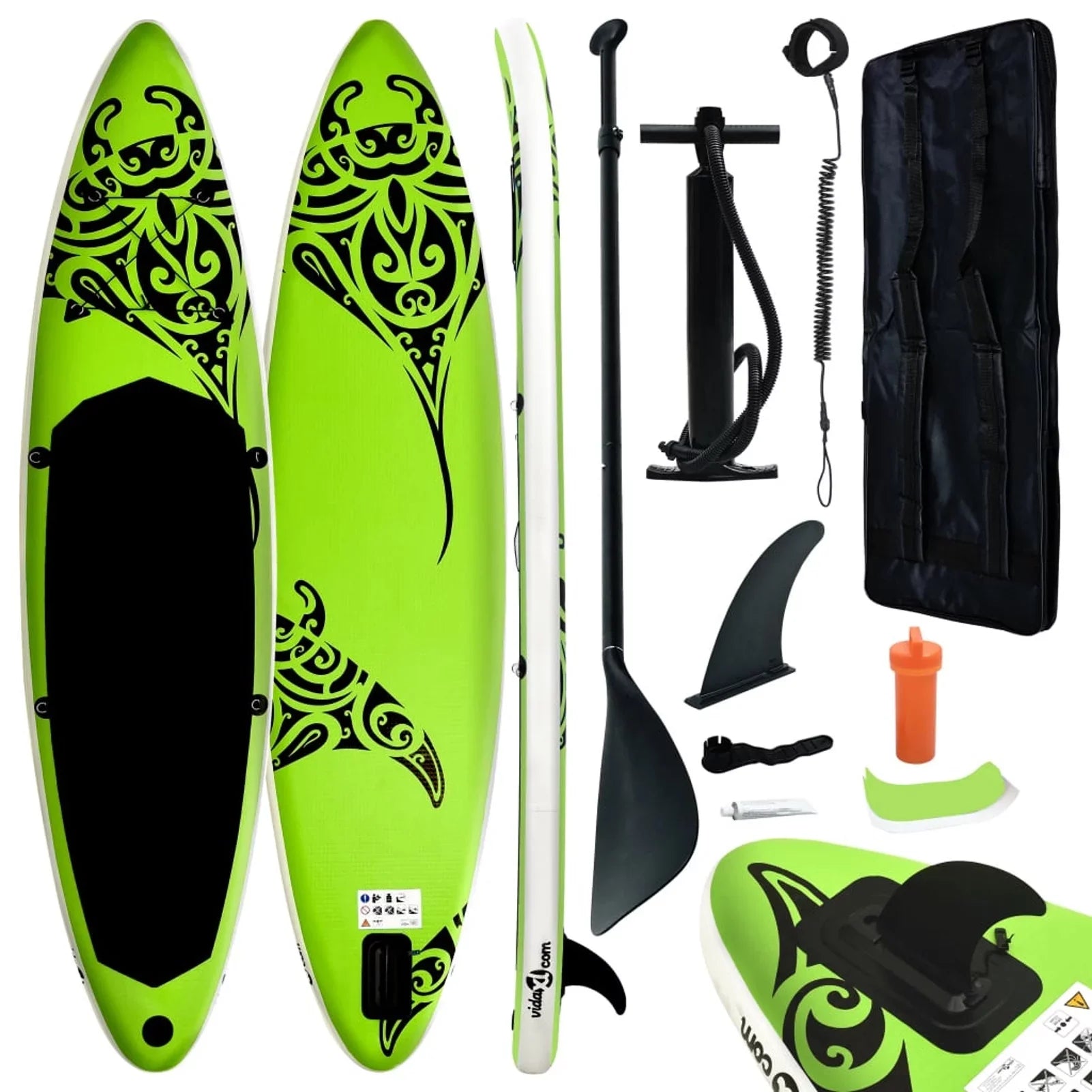 Carevas Inflatable Paddleboard Set 126"x29.9"x5.9" Green