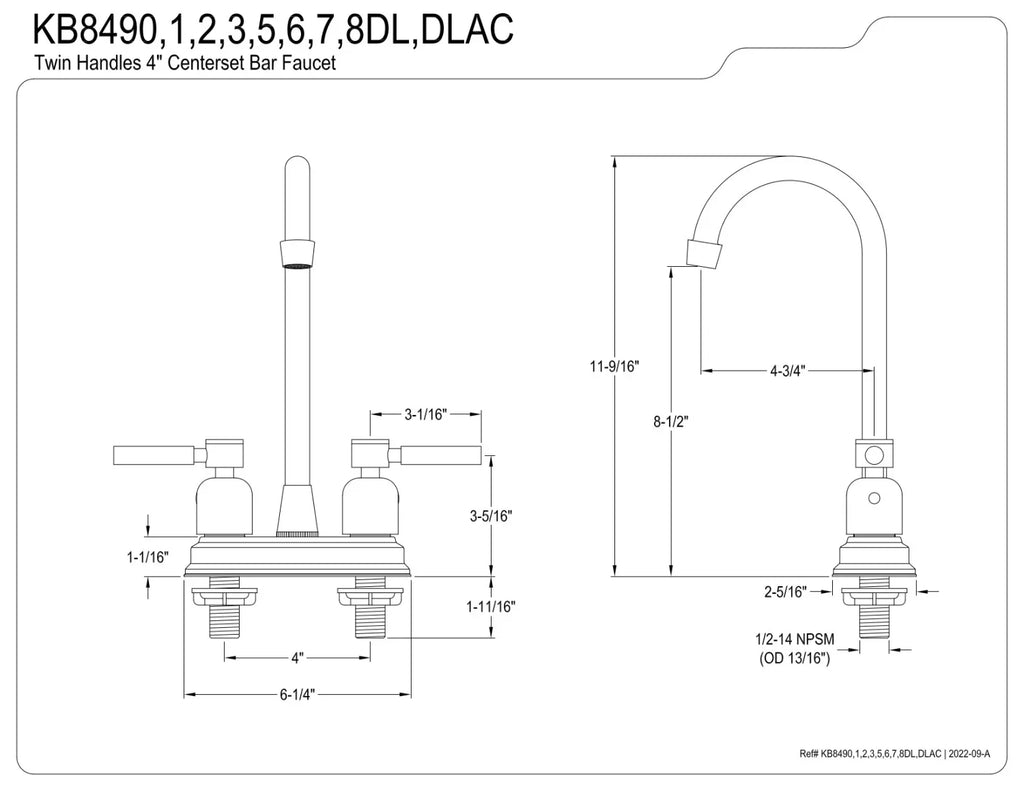 Kingston Brass  Concord Bar Faucet, Matte Black