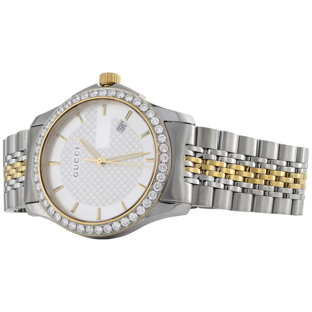 Gucci Ya126409 Diamond Watch -Timeless 38mm Two Tone Yellow . Steel  2 .
