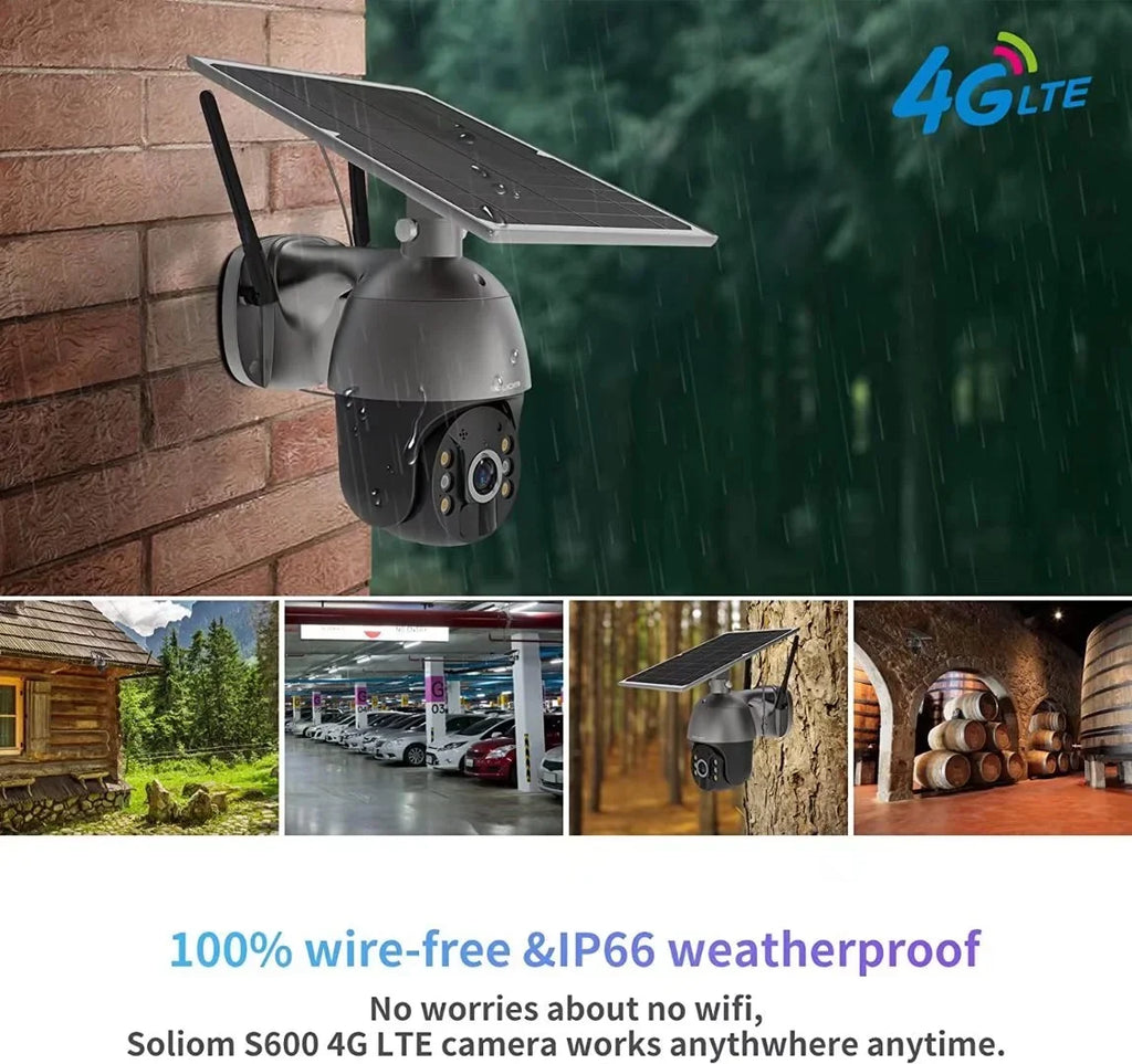 Soliom 3G/4G  Outdoor Security Camera Wireless,Pan Tilt 360°View Spotlight,1080P , Motion,No Wifi,Rechargeable Batteries,-4G
