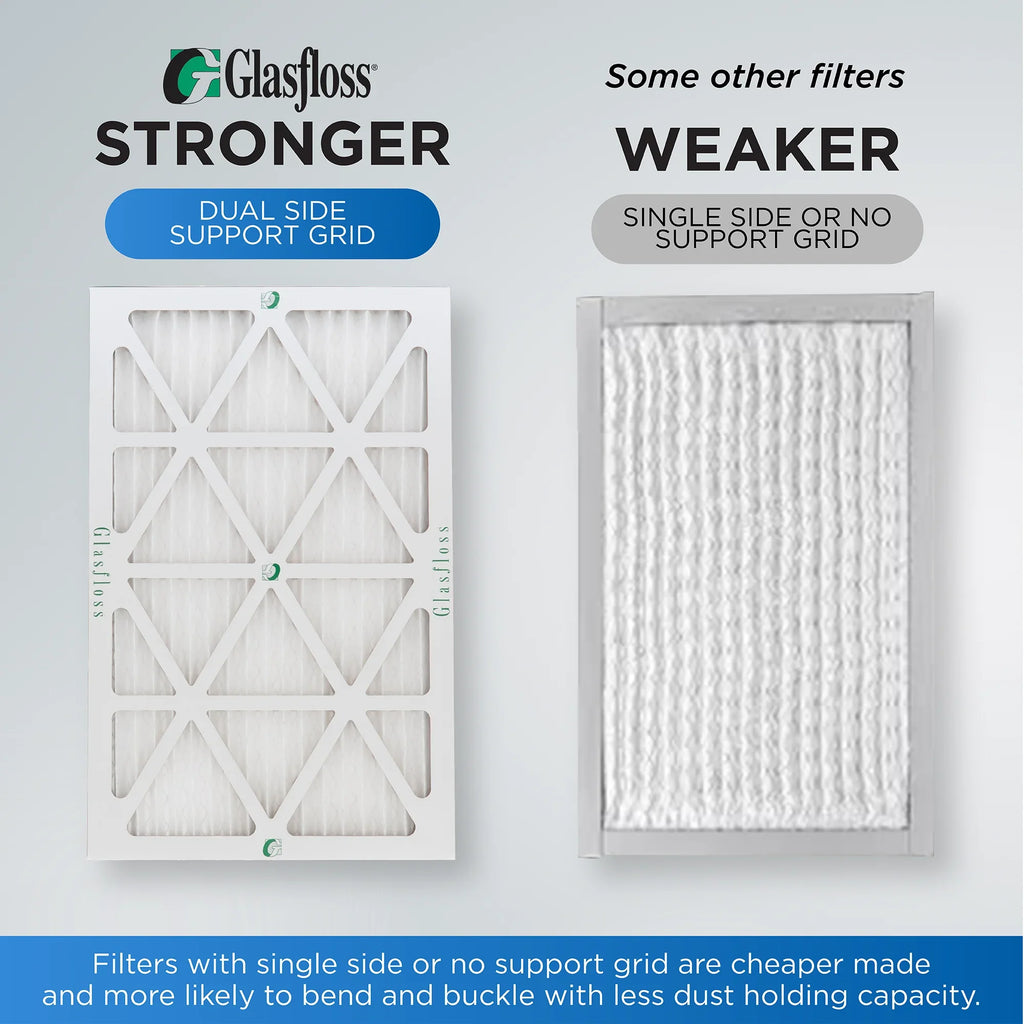 12 Pack of 10x20x1  10 Pleated Air Filters by Glasfloss. Actual Size: 9-1/2 x 19-1/2 x 7/8