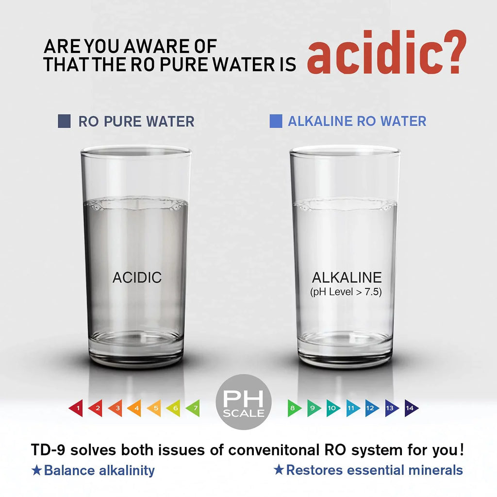 Frizzlife -9 Alkaline Remineralization Under Sink Inline Water Filter - Quick Twist Post Filter for  System